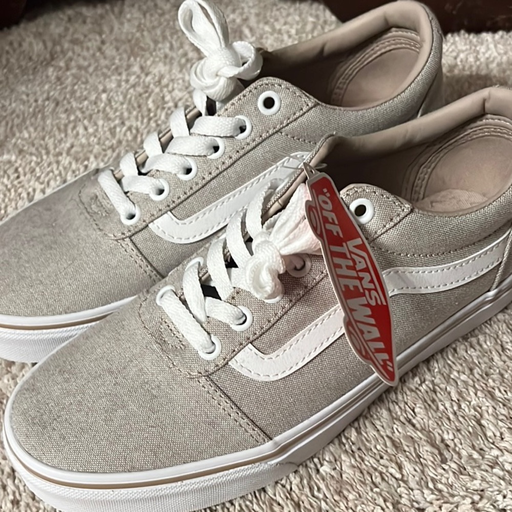 Vans Taupe and White Old Skool Sneakers